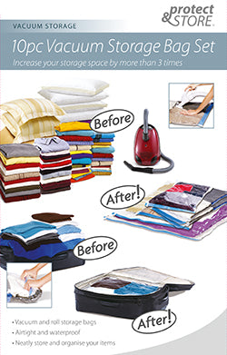 10pc Flat Vacuum Storage Bag Set
