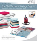 6pc Mixed Size Flat Vacuum Storage Bag Set