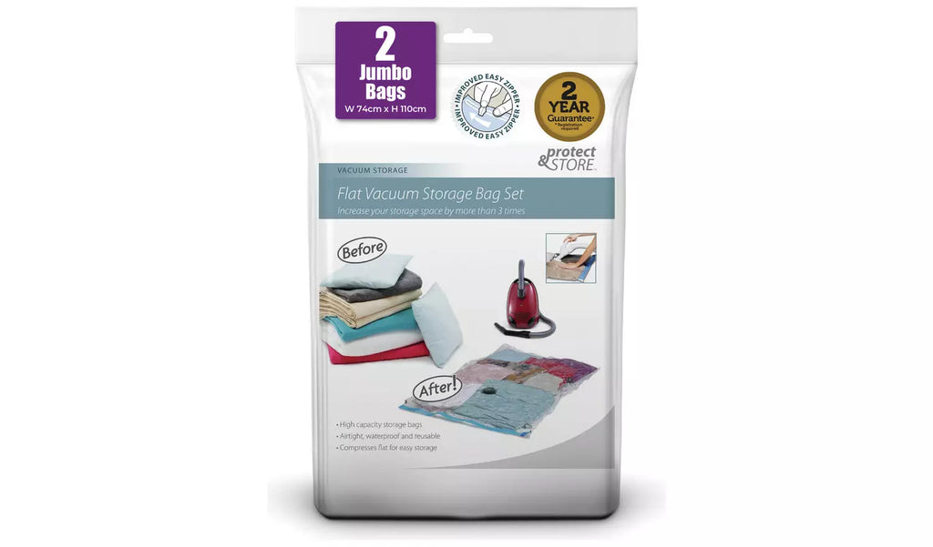 2pc Jumbo Flat Vacuum Storage Bag Set