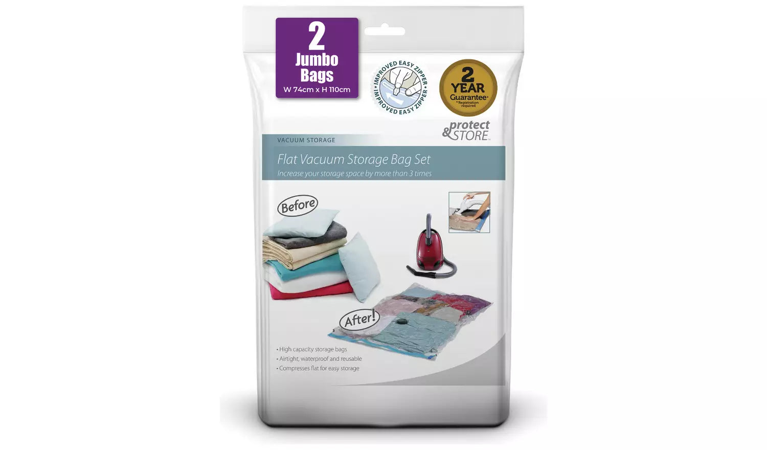 2pc Jumbo Flat Vacuum Storage Bag Set